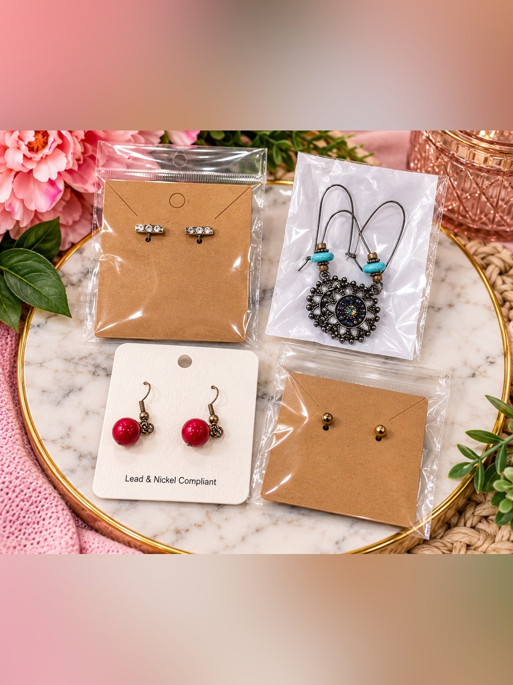 ✨ Mixed Earring Set – 4 Pairs | Boho, Dangle & Stud Earrings